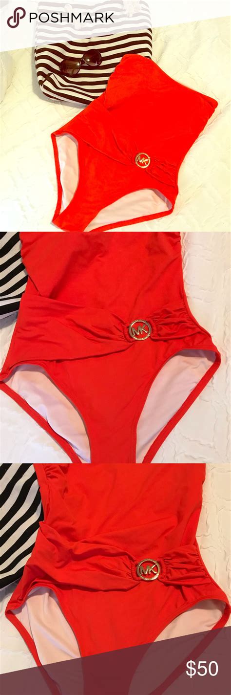 michael kors orange one piece bathing suit|michael kors long sleeve swimsuit.